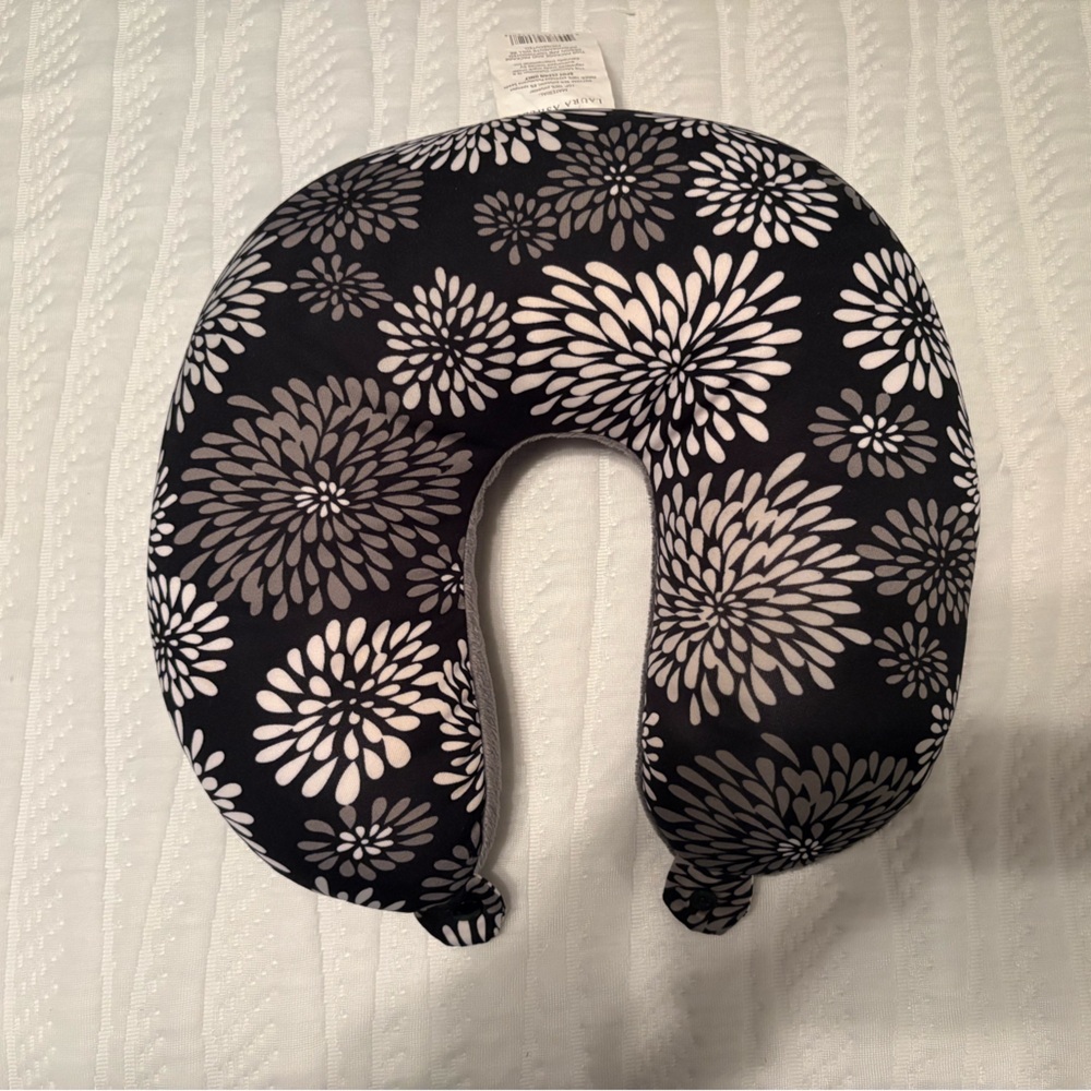 Black Floral Travel Neck Pillow